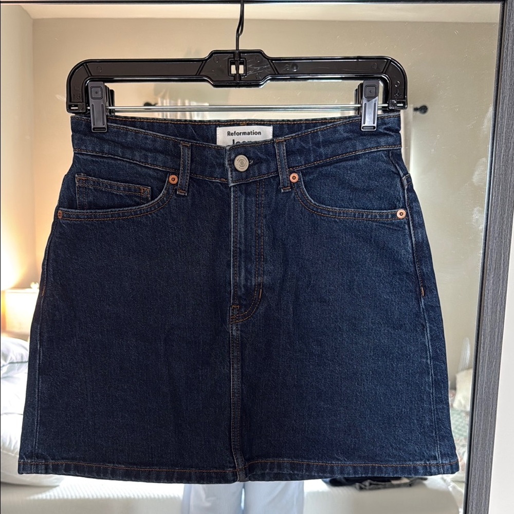 Reformation Blue A-line Mini Skirt